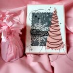 Pink christmas tree silver handmade tinsel