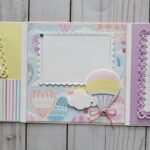 Wish Big, Happy Birthday, Hot Air Balloons, Pastel colors, Ribbon, Tri Fold Memory Book, Picture Frames