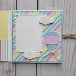 Wish Big, Happy Birthday, Hot Air Balloons, Pastel colors, Ribbon, Tri Fold Memory Book, Picture Frames