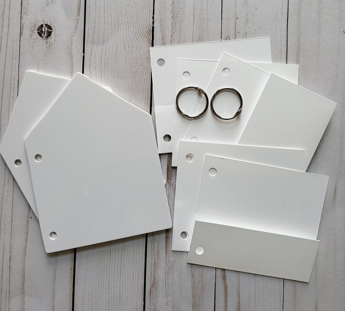 white acrylic house binder rings cardstock