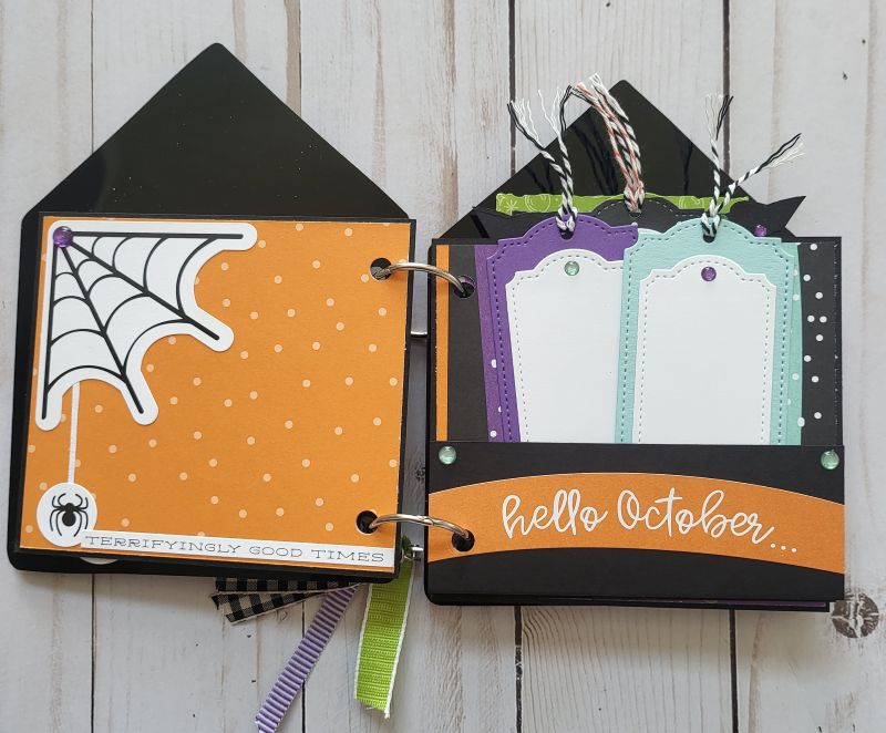 Potions & Spells Acrylic Memory Book, Halloween, spooky, witch, bat, black, green, purple.